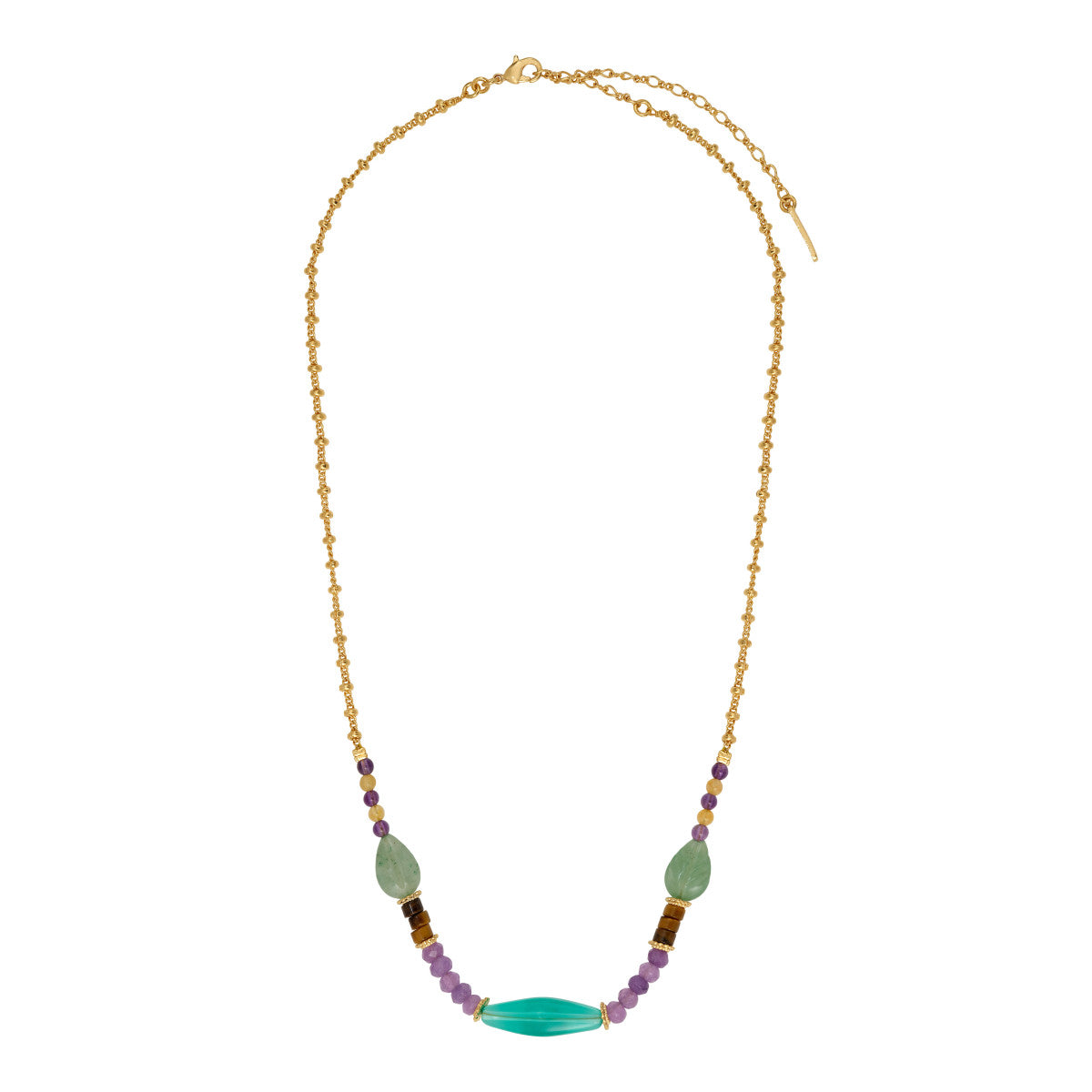 Collier court réglable Arizona Dream aventurine améthyste il de tigre - violet Vert violet