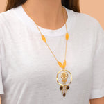 Collier sautoir Arizona Dream oeil de tigre perles en acrylique - doré Dore