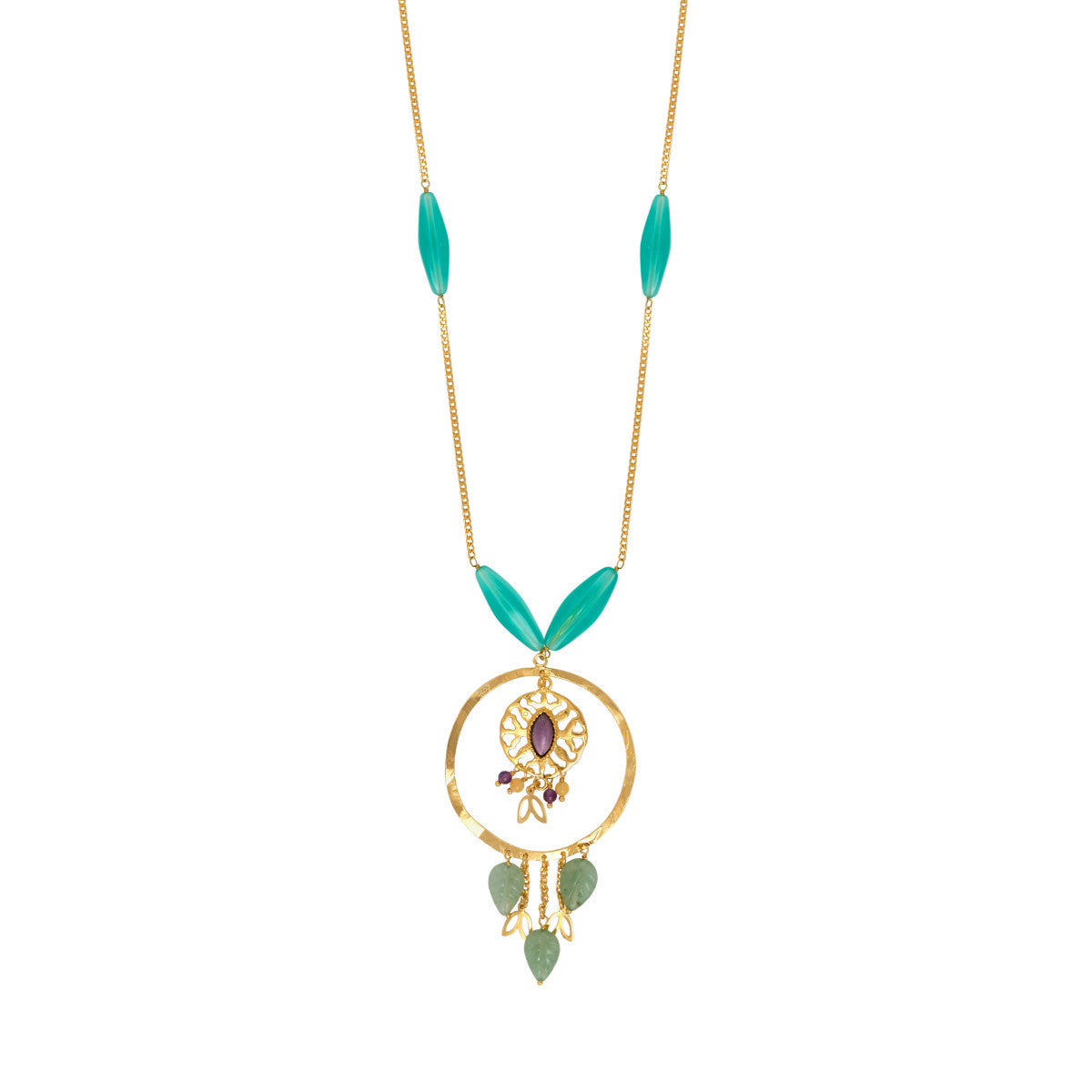Collier sautoir Arizona Dream aventurine perles longues en acrylique - vert Vert violet