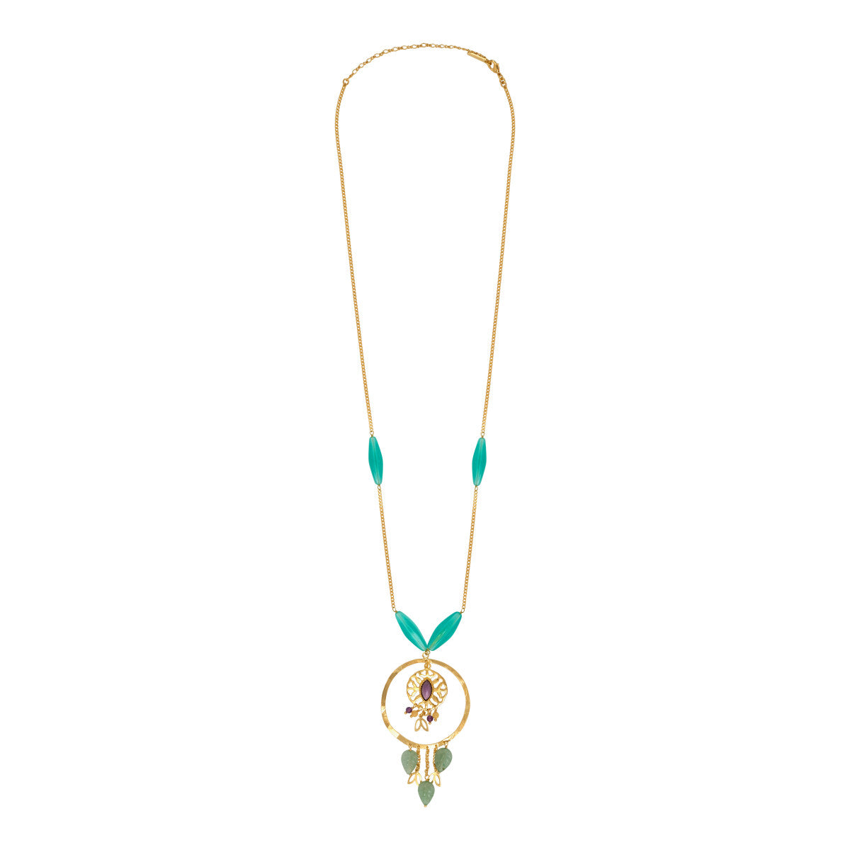 Collier sautoir Arizona Dream aventurine perles longues en acrylique - vert Vert violet