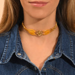Collier ras-de-cou double rang Arizona Dream cabochon pâte de verre - doré Dore