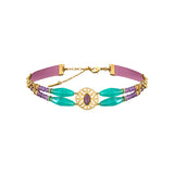 Collier ras-de-cou double rang Arizona Dream cabochon pâte de verre - violet Vert violet