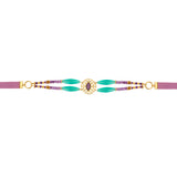 Collier ras-de-cou double rang Arizona Dream cabochon pâte de verre - violet Vert violet