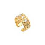 Bague ajustable Arizona Dream cristaux et patine - blanc Noir blanc