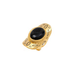 Bague large ajustable Arizona Dream cabochon onyx et patine - noir Noir