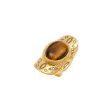 Bague large ajustable Arizona Dream cabochon oeil de tigre - doré Dore