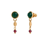 Boucles d'oreilles Babylone agate et grenat - vert Agate verte