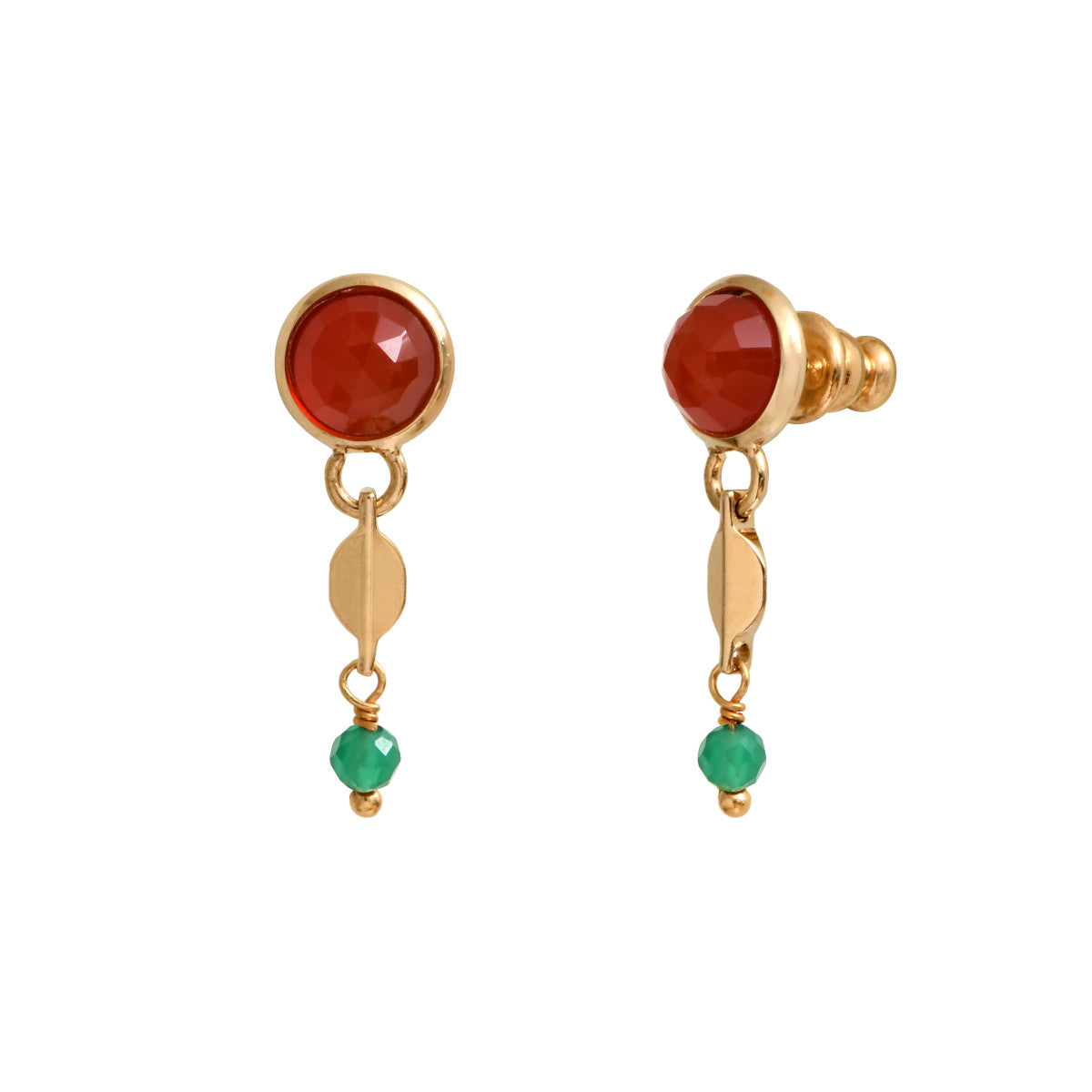 Boucles d'oreilles Babylone cornaline et agate - orange Cornaline