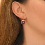 Mini boucles d'oreilles dormeuses Babylone améthyste - violet Amethyste