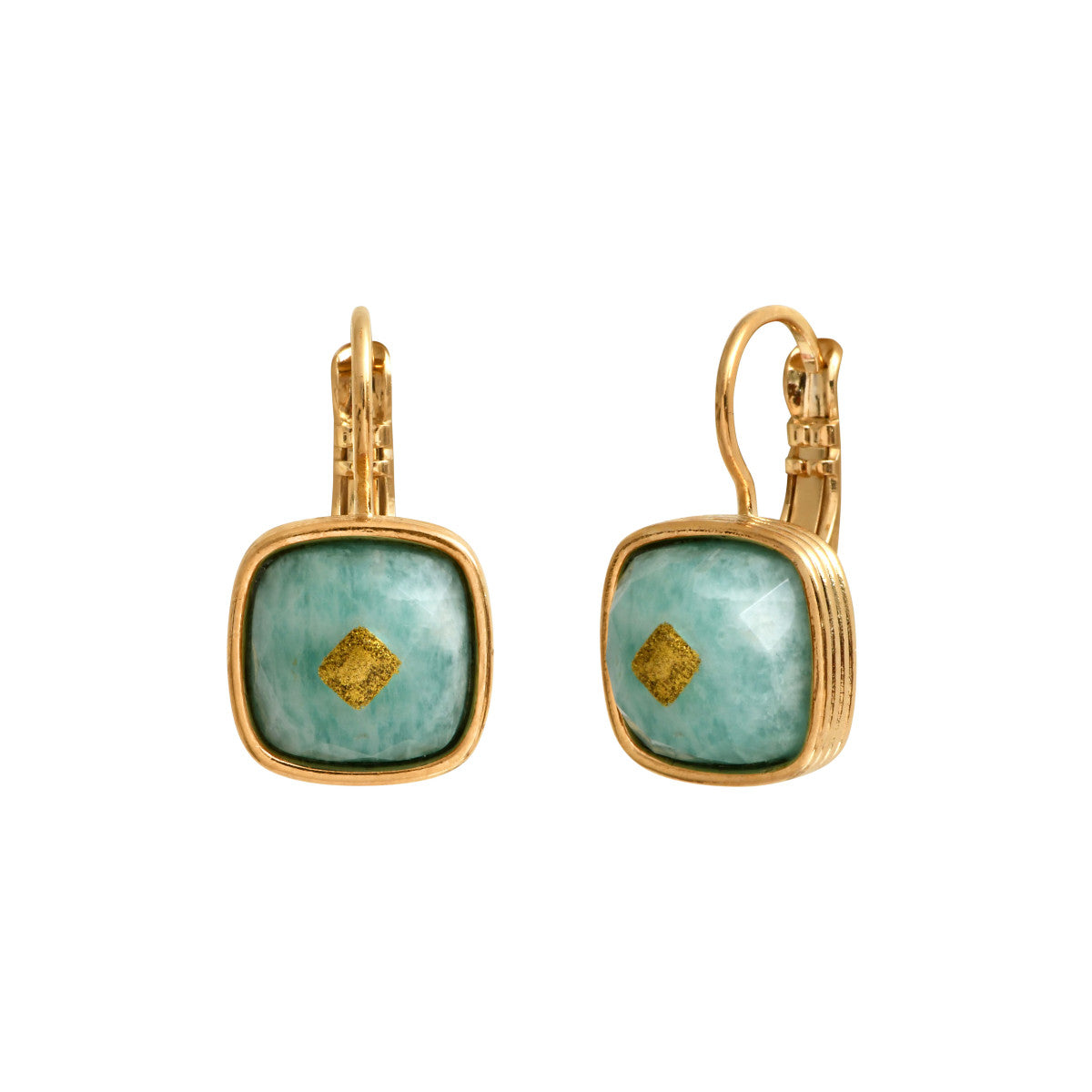 Mini boucles d'oreilles dormeuses Babylone amazonite - bleu Amazonite