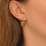 Mini boucles d'oreilles dormeuses Babylone quartz fraise - rose Strawberry quartz