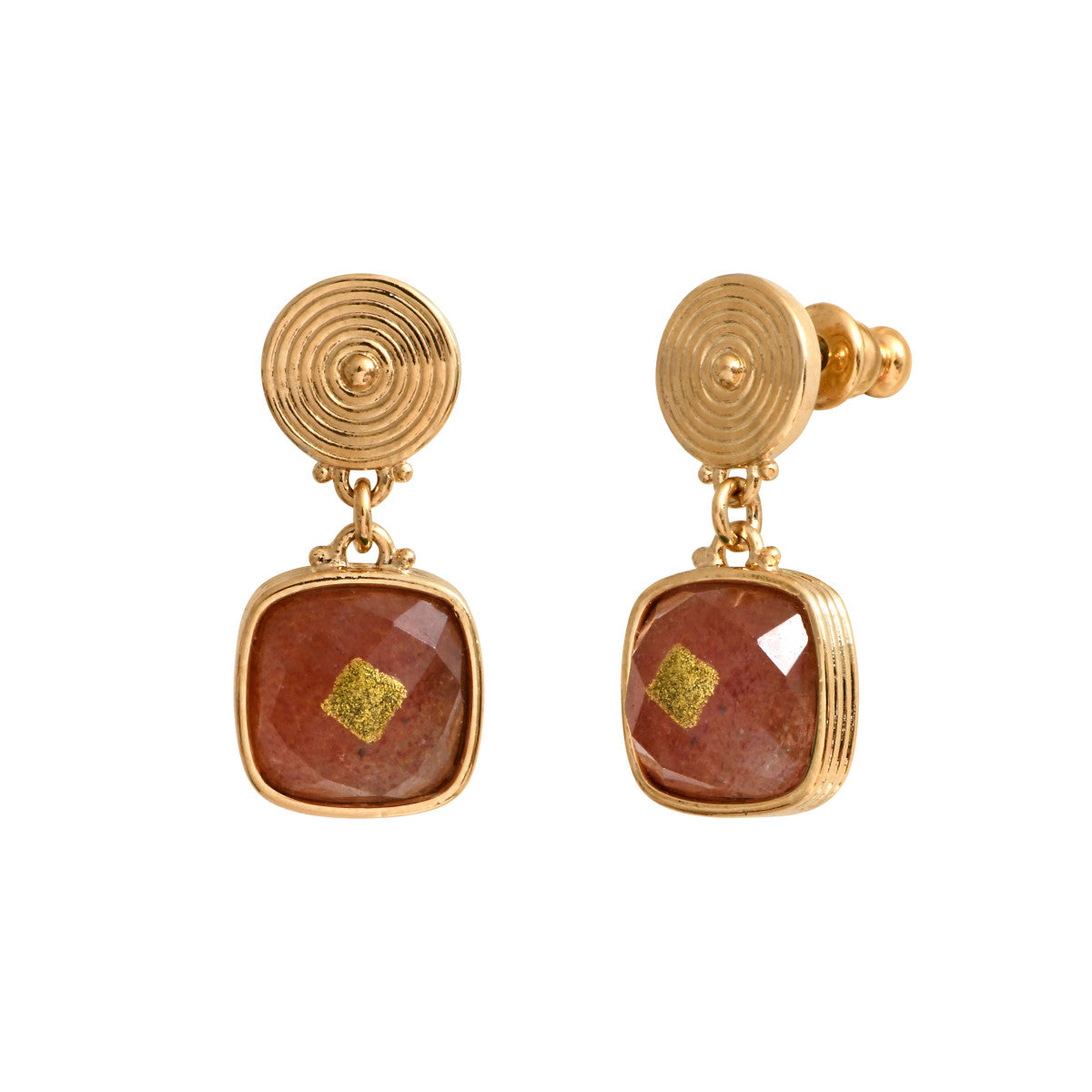 Petites boucles d'oreilles Babylone quartz - rose Strawberry quartz