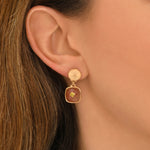 Petites boucles d'oreilles Babylone quartz - rose Strawberry quartz