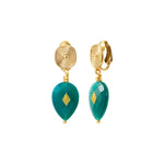Boucles d'oreilles clips Babylone agate - vert Agate verte