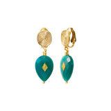 Boucles d'oreilles clips Babylone agate - vert Agate verte
