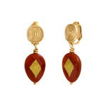 Boucles d'oreilles clips Babylone cornaline - orange Cornaline