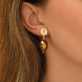 Boucles d'oreilles clips Babylone cornaline - orange Cornaline
