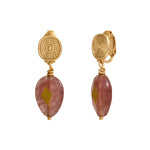 Boucles d'oreilles clips Babylone quartz fraise - rose Strawberry quartz