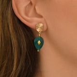 Boucles d'oreilles clips Babylone agate - vert Agate verte