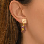 Boucles d'oreilles clips Babylone quartz fraise - rose Strawberry quartz