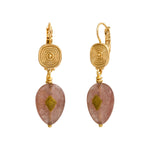 Boucles d'oreilles dormeuses Babylone quartz fraise - rose Strawberry quartz
