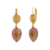 Boucles d'oreilles dormeuses Babylone quartz fraise - rose Strawberry quartz