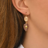 Boucles d'oreilles dormeuses Babylone quartz fraise - rose Strawberry quartz