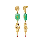 Boucles d'oreilles pendantes Babylone maille bijou agate - vert Agate verte