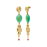Boucles d'oreilles pendantes Babylone maille bijou agate - vert Agate verte