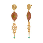 Boucles d'oreilles pendantes Babylone maille bijou quartz fraise - rose Strawberry quartz