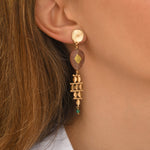 Boucles d'oreilles pendantes Babylone maille bijou quartz fraise - rose Strawberry quartz