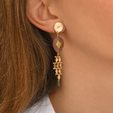 Boucles d'oreilles pendantes Babylone maille bijou quartz fraise - rose Strawberry quartz