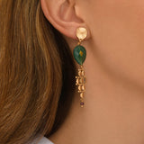 Boucles d'oreilles pendantes Babylone maille bijou agate - vert Agate verte