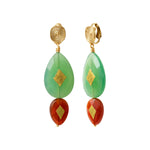 Boucles d'oreilles clips Babylone agate et cornaline - vert Agate verte