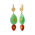 Boucles d'oreilles dormeuses Babylone agate et cornaline - vert Agate verte