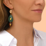 Boucles d'oreilles dormeuses Babylone agate et cornaline - vert Agate verte