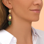 Boucles d'oreilles Babylone quartz fraise et agate verte - rose Strawberry quartz