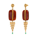 Boucles d'oreilles Babylone cornaline soie et maille bijou - orange Cornaline