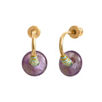 Mini boucles d'oreilles créoles Babylone améthyste et fils de soie - violet Amethyste