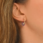 Mini boucles d'oreilles créoles Babylone améthyste et fils de soie - violet Amethyste