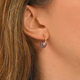 Mini boucles d'oreilles créoles Babylone améthyste et fils de soie - violet Amethyste