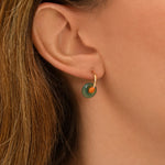 Mini boucles d'oreilles créoles Babylone agate et fils de soie - vert Agate verte