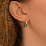Mini boucles d'oreilles créoles Babylone agate et fils de soie - vert Agate verte