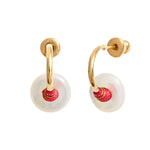 Mini boucles d'oreilles créoles Babylone nacre et fils de soie - blanc Nacre