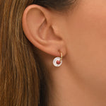Mini boucles d'oreilles créoles Babylone nacre et fils de soie - blanc Nacre