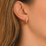 Mini boucles d'oreilles créoles Babylone cornaline et fils de soie - orange Cornaline