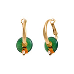 Petites créoles Babylone agate, perles de rivière et fils de soie - vert Agate verte