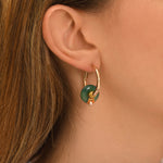 Petites créoles Babylone agate, perles de rivière et fils de soie - vert Agate verte