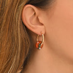 Petites créoles Babylone cornaline, nacre et fils de soie - orange Cornaline