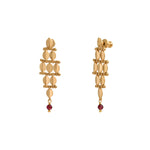 Petites boucles d'oreilles Babylone maille bijou grenat - doré Dore
